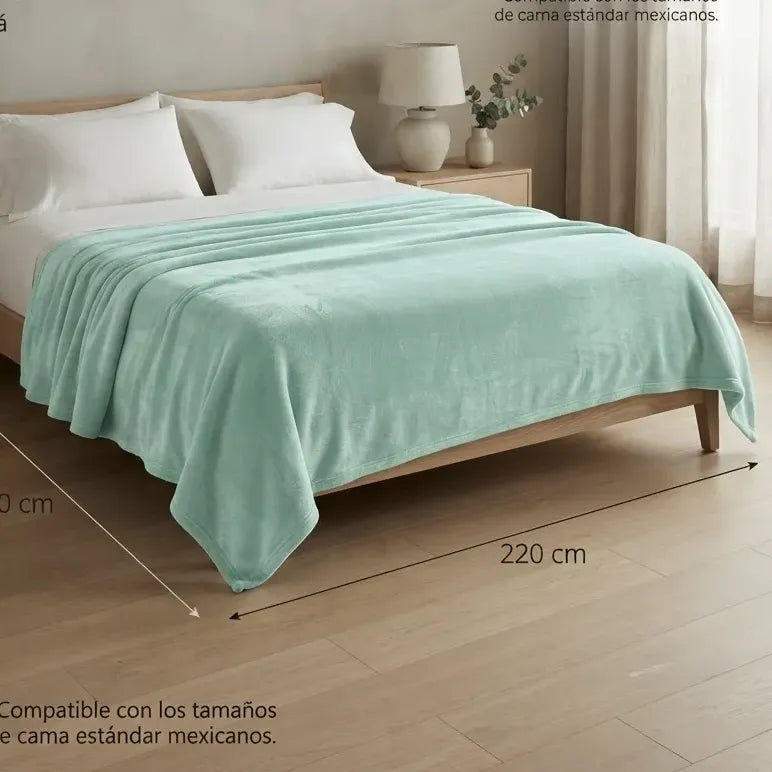 Cobertor Frazada Matrimonial Textura Durazno Lisa Calientita Turquesa Liso 700 G Turquesa