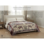 Colcha De Hilo Jacquard Leonora Premium Matrimonial Amplia Terracota Ban Vino