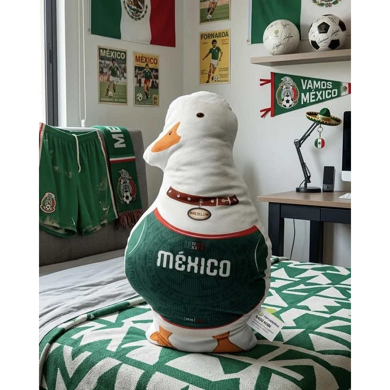 Almohada Providencia Pato Merlin Mundialista Esponjosa Blanco