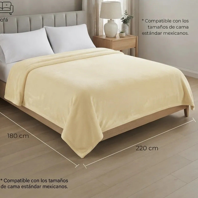 Cobertor Frazada Matrimonial Textura Durazno Lisa Calientita Beige Lisa 700 G Beige