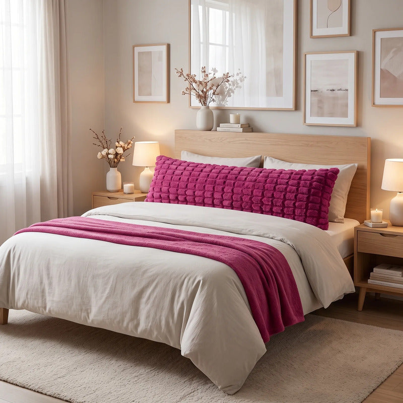 Almohada Providencia Super Jumbo Piel Jacquard Suave Fucsia
