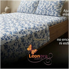 Juego De Sabana Matrimonial 100% Algodón Suaves Y Frescas Azul Claro Floresta Azul
