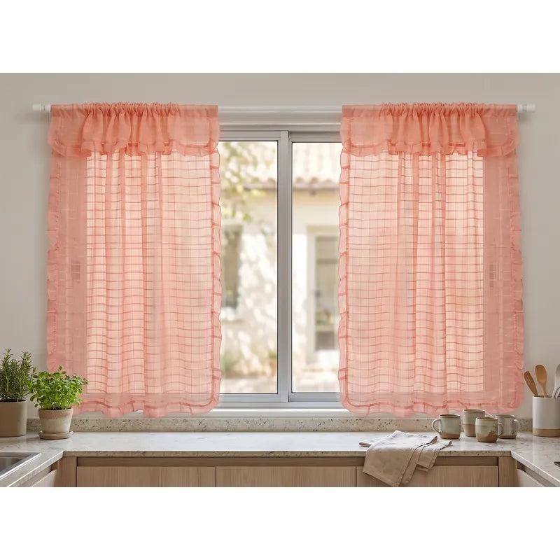 Juego De Cortinas 2 Paneles 2.50x1.95 De Ventana Transparent Melon