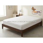 Cubre Colchón Protector Matrimonial Termosellado Acolchonado Blanco Cubre Colchón Con Relieve Matrimonial