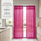 Juego De Cortinas 2 Paneles 2.50x1.95 De Ventana Transparent Fuchsia