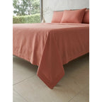 Juego De Sabanas King Size Leonora Percal Algodón 144h Lisas Naranja Oscuro Rosa Palo Lisa