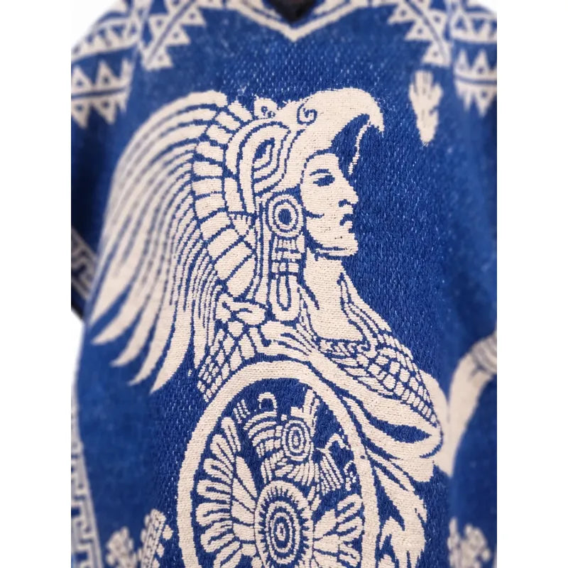 Jorongo Poncho Gaban Afelpado Unitalla Artesanal Grande Azul Guerrero Aguila 1mx1m