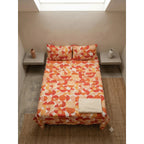 Juego De Sabanas Franela Mariol 100% Algodón Matrimonial Naranja Circular Naranja