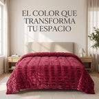 Edredón Matrimonial Acolchado Doble Vista Textura Térmica Vino Piel De Conejo