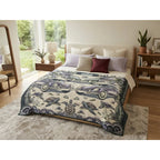 Colcha De Hilo Jacquard Leonora Premium Matrimonial Amplia Índigo Ban Morado/ Verde