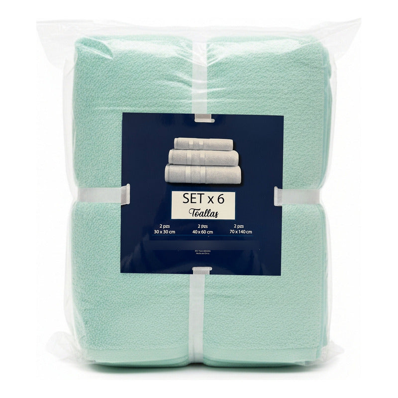 Juego De Toallas De Microfibra  Premium Absorbentes Y Suaves Celeste Cuerpo-manos Y Facial Turquesa Lisa