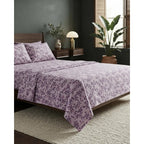 Juego De Sabana Matrimonial 100% Algodón Suaves Y Frescas Lavanda Floresta Morada