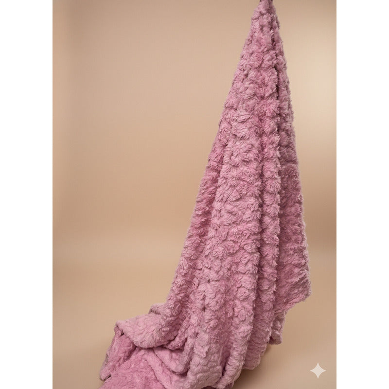 Frazada Leonora Matrimonial Extra-suave Grabado Hd Acogedora Hojuelas Rosa Rosa