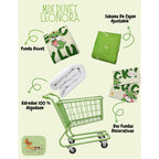 Edredón Premium Duvet Dos Vistas Matri Con Relleno Incluido Verde Corazón Monstruito Lucky Algodón Alta Densidad