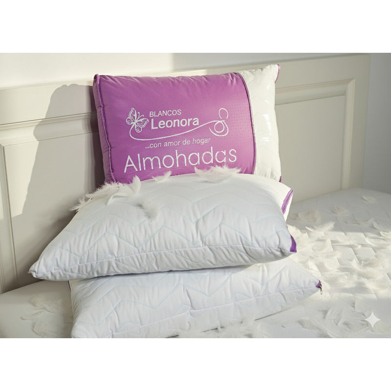 Par De Almohadas Leonora Matrimoniales Suaves Y Cómodas Blanco