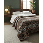Cobertor Borrega Amanecer | Matrimonial, Suave Y Acolchado Piel Leopardo Dorado Oscuro