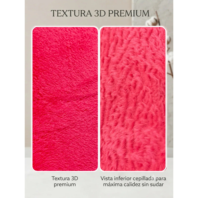 Cobertor Frazada Matrimonial Textura Durazno Lisa Calientita Rosa Lisa 700 G Rosa Chicle
