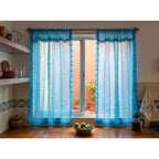 Juego De Cortinas 2 Paneles 2.50x1.95 De Ventana Transparent Celeste
