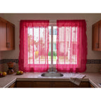 Juego De Cortinas 2 Paneles 2.50x1.95 De Ventana Transparent Rosa Fuerte
