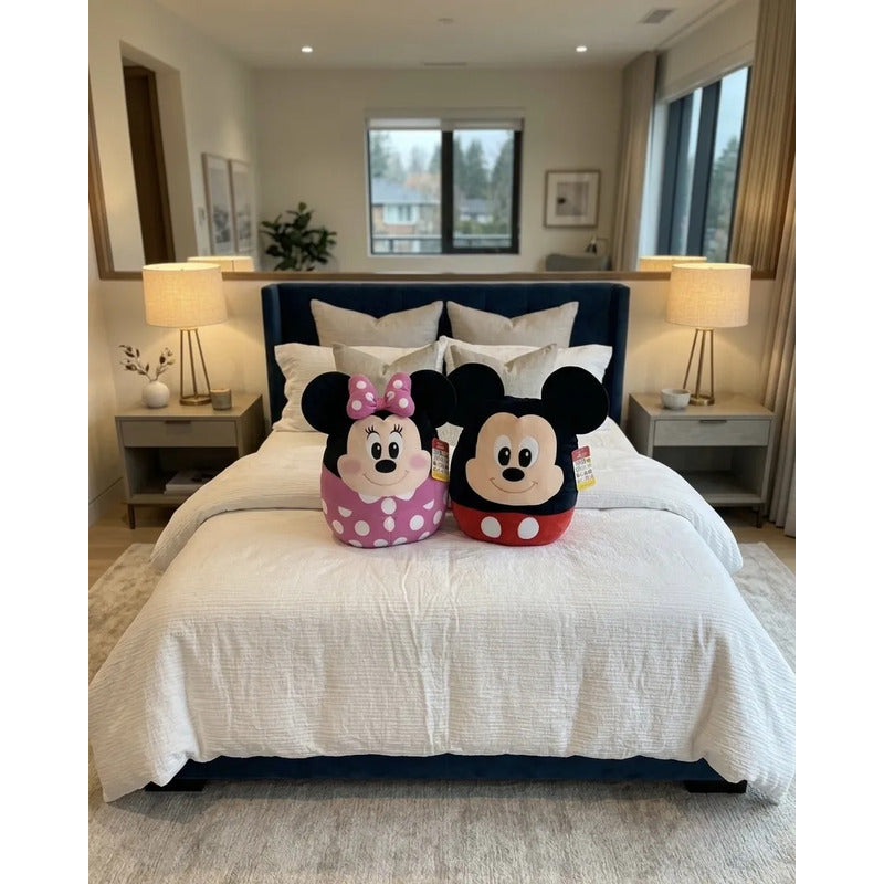 Almohada Providencia Abrazable Pack De Mickey Y Minnie Suave Negro