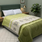 Cobertor Doble Vista Micro Grabado Amanecer Matrimonial Verde Mándala Verde Lima