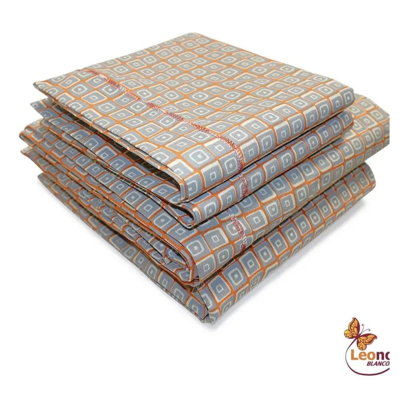 Juego Sabanas Matrimonial Amacener 100% Algodón Cajón Alto Gris Cuadro Espiral Gris