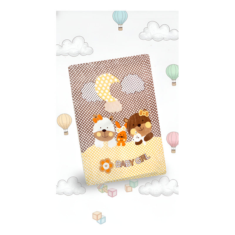 Cunero Baby Plus Leonora Para Bebe Térmico Y Super Suavecito Ositos Y Mono Marrón Claro