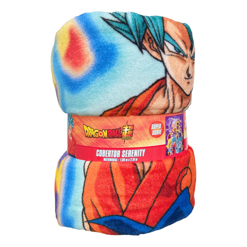 Frazada Matrimonial Super Suave Y Calientita Goku Dragon Ball Fuego Violeta Oscuro