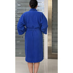 Bata De Baño Leonora Rasurada 100% Algodón Super Absorbente Azul Marino M-l
