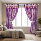 Cortinas Estampadas Para Ventana Con Forro Interior 2.9x2m Violeta