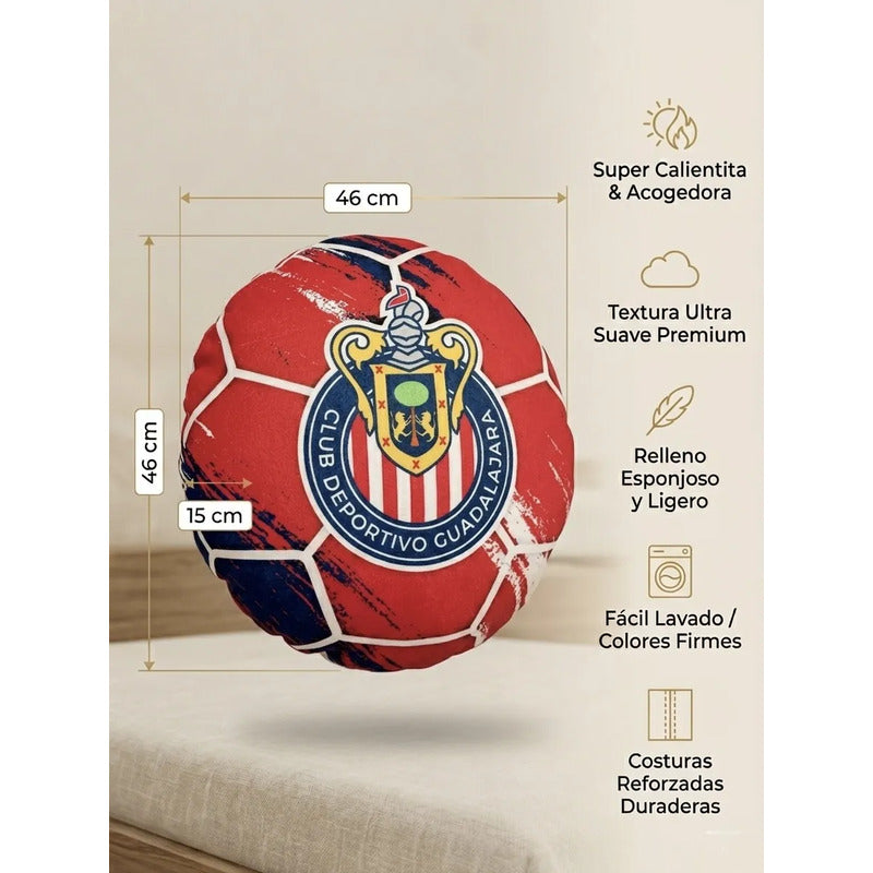 Almohada Providencia Equipos Balón De Chivas Super Suave Rojo