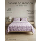 Juego De Sabana Matrimonial 100% Algodón Suaves Y Frescas Lavanda Floresta Morada
