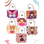 Bolsita Artesanal Pequeña Tipo Tote De Mano Diseños Lindos Beige Floreado Y Tradicional