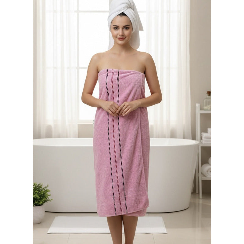 Toallas Baño Completo 100% Algodón Super Absorbente Rosa