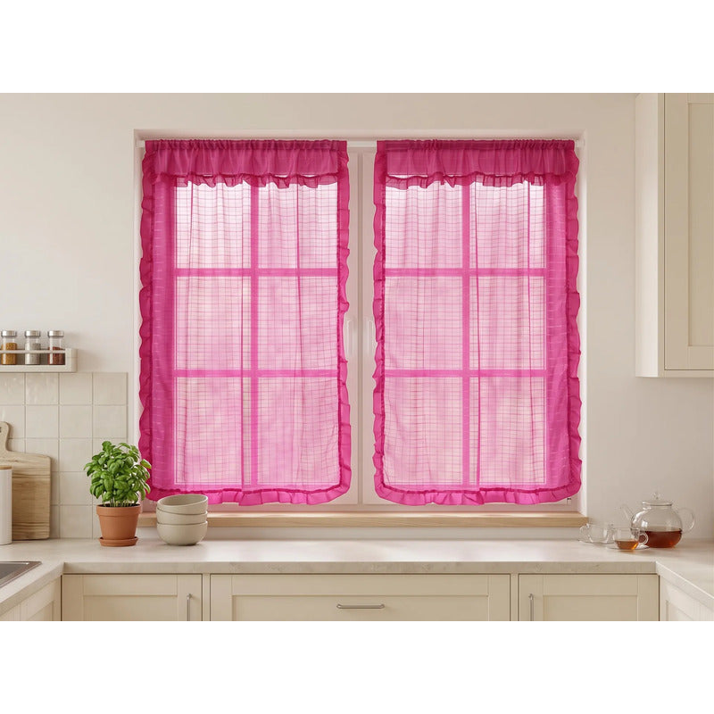 Juego De Cortinas 2 Paneles 2.50x1.95 De Ventana Transparent Fuchsia