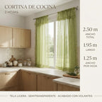 Juego De Cortinas 2 Paneles 2.50x1.95 De Ventana Transparent Verde Claro