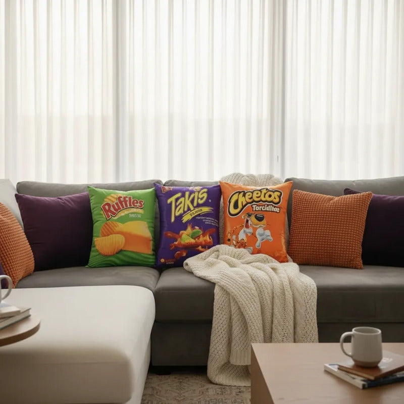 Kit De 3 Almohadas Snackpack: Chetos, Ruffles,takis,doritos) Terracota
