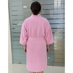 Bata De Baño Leonora Rasurada 100% Algodón Super Absorbente Rosa Pink M-l