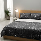 Juego De Sabanas 6 Piezas Tacto Bambu Premium Quality Negro Flor Negra
