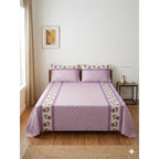 Juego De Sabana Matrimonial 100% Algodón Suaves Y Frescas Lila Mini Flor Morada