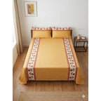 Juego De Sabana Matrimonial 100% Algodón Suaves Y Frescas Naranja Claro Mini Flor Anaranjado