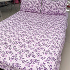 Juego De Sabanas Franela Mariol 100% Algodón Matrimonial Lila Floresta Lila