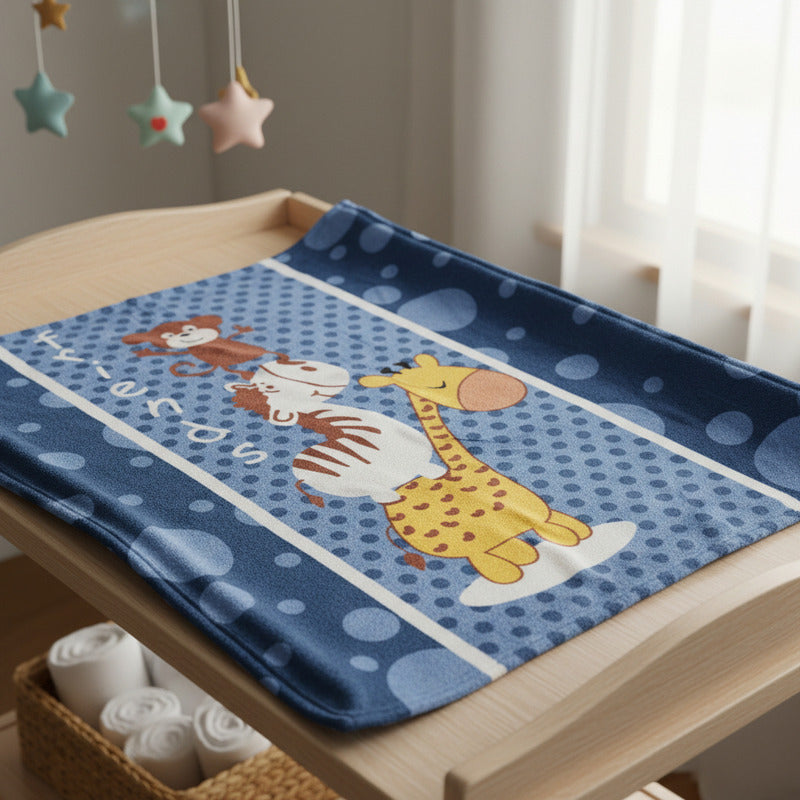 Cunero Leonora Tipo Borrega Calientito -bebé Tamaño Classic Animales Acróbatas Azul