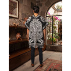 Jorongo Poncho Gaban Afelpado Unitalla Artesanal Grande Negro Guerrero Aguila 1mx1m