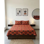 Juego De Sabana Matrimonial Leonora Tacto Suave Y Fresco Naranja Oscuro Red Prisma