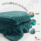 Cobertor Frazada Matrimonial Ligera Super Suave Y Calientita Rayado 700 G Turquesa