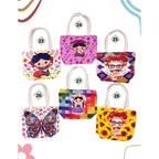 Bolsita Artesanal Pequeña Tipo Tote De Mano Diseños Lindos Beige Floreado Y Tradicional