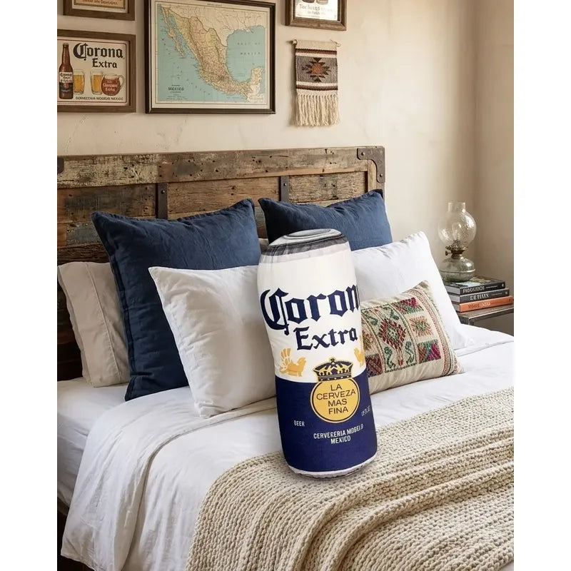Almohada Providencia De Lata Cerveza Corona Esponjosa Suave Azul