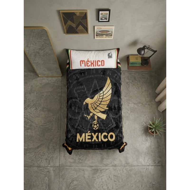 Frazada Providencia Extra Suave Y Calientita Mexico Mundial Mexico Agila 700 G Negro