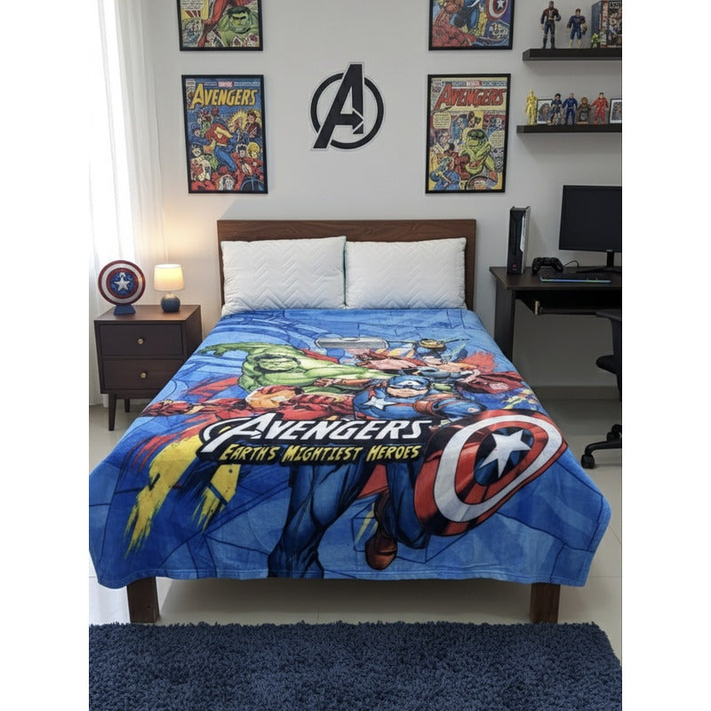 Frazada Providencia Disney Matrimonial Super Calientita Avengers Azul